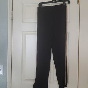 CAROLYN STRAUSS BLACK WITH BROWN SIDE TRIM ELESTIC WAIST PULL ON PANTS, SIZE M